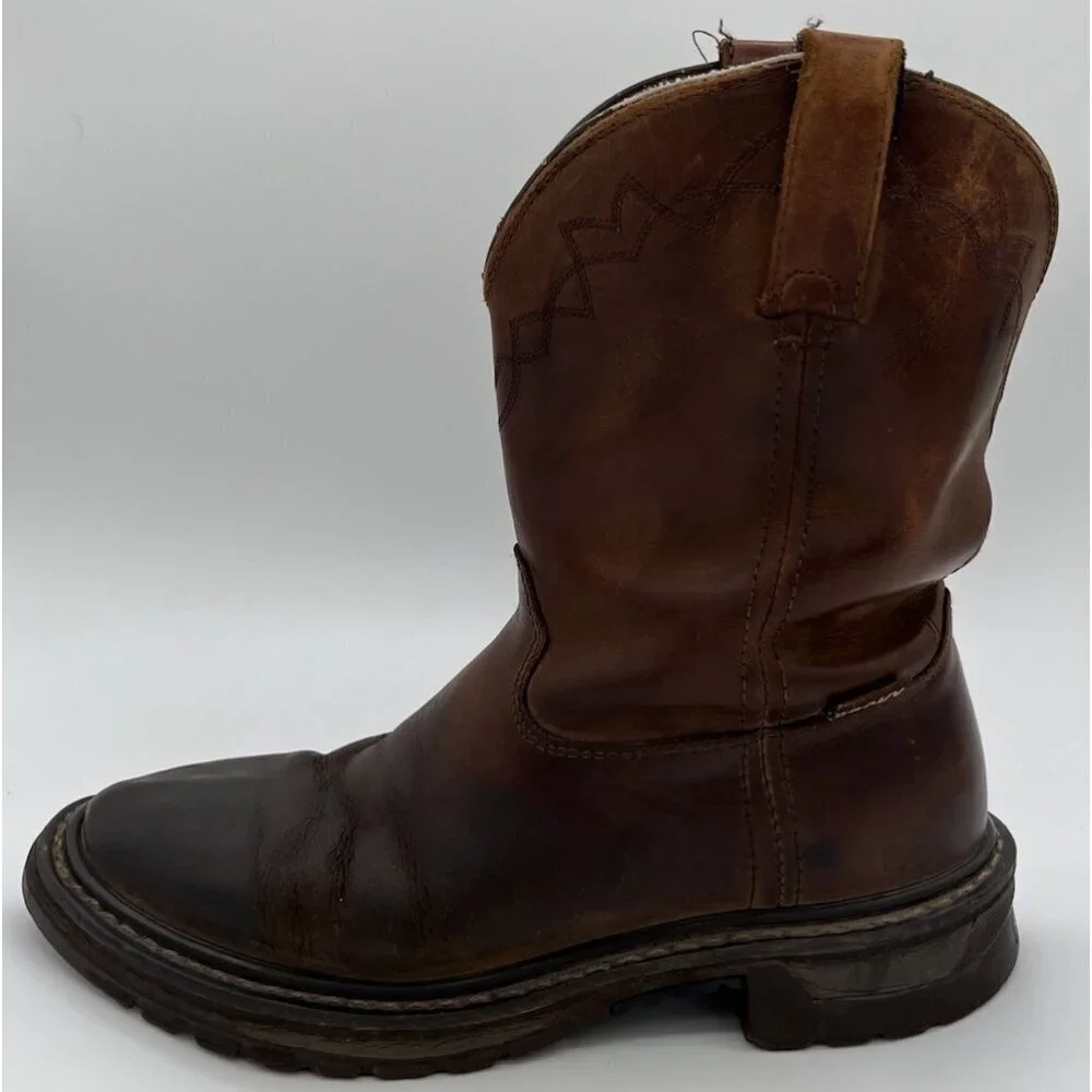 Rocky Original Ride Roper Men’s Brown Leather Western Work Boots Size 9M